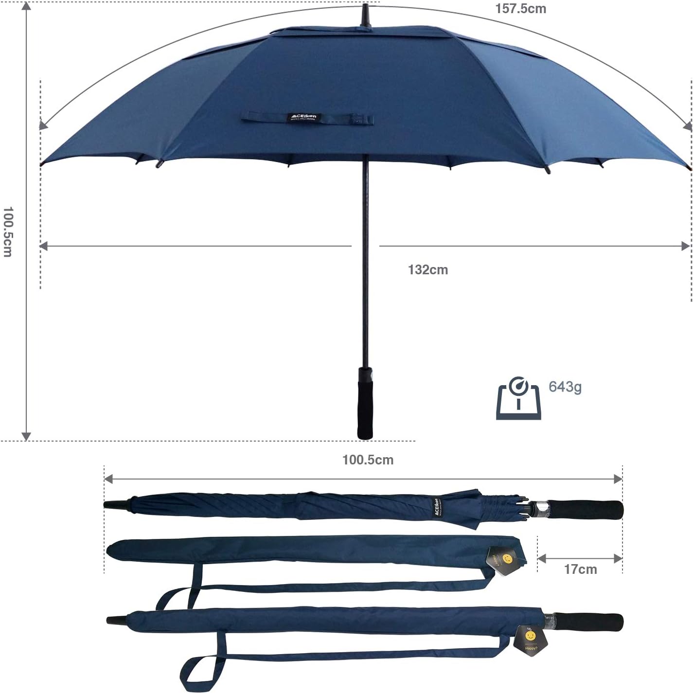 Golf Umbrella Large 58/62/68 Inch Automatic Open Golf Umbrella Extra Large Oversize Double Canopy Vented Umbrella Windproof Waterproof for Men and Women