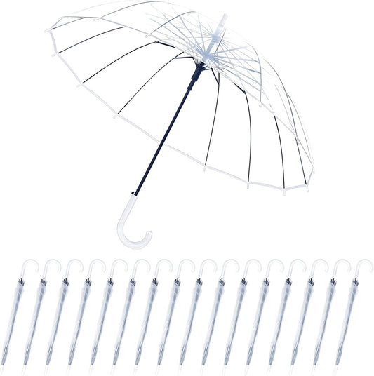 Umbrella Wedding Style Stick Umbrellas Large Windproof Bubble Umbrellas Rain Umbrellas with J Hook Handle for Bride Groom Gift