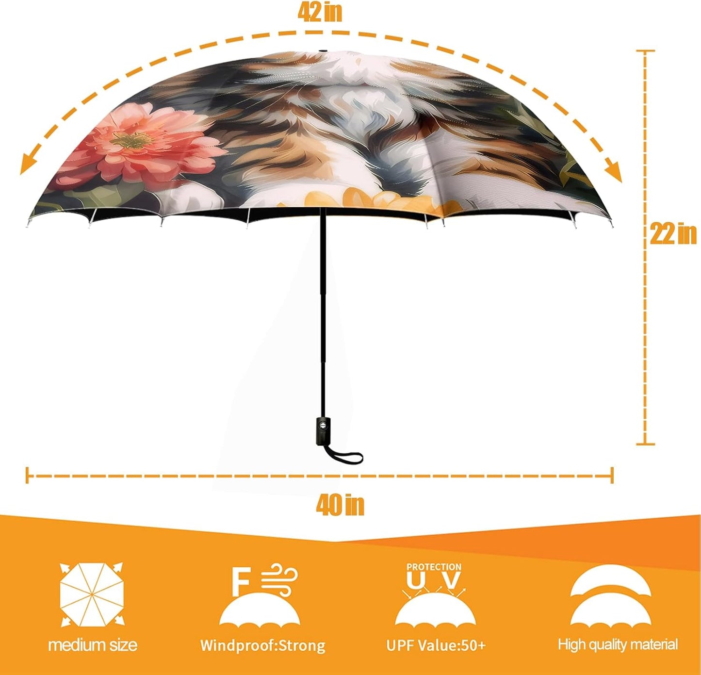 Small Compact Travel Automatic Folding Umbrella for Women, Portable Lightweight, Rain, Wind, UV Sun Shade