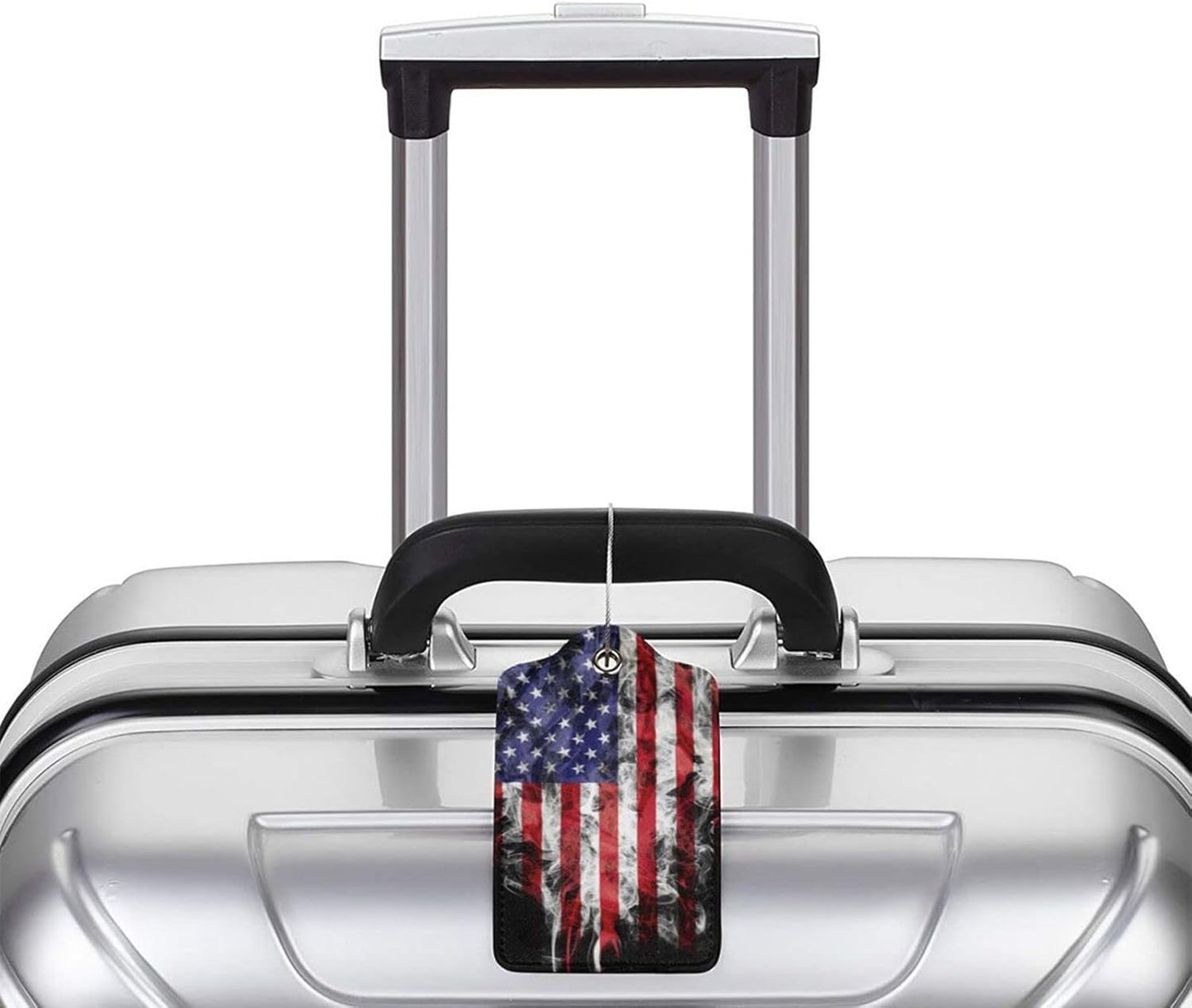2 Pack American Flag Luggage Tags for Suitcases, Cool Leather Luggage Tag for Travel, Bag Tag Privacy Name ID Card Bag Labels for Friends Adults Kids Tourists