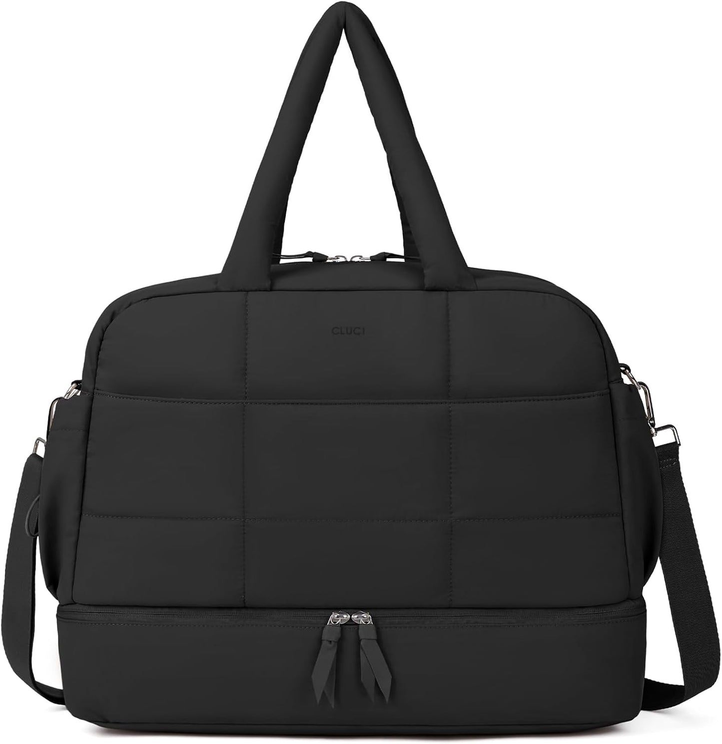 CLUCI Weekender Travel Bag for Women Puffer Tote Bag Carry On Duffle Overnight Bags with Shoe Compartment
