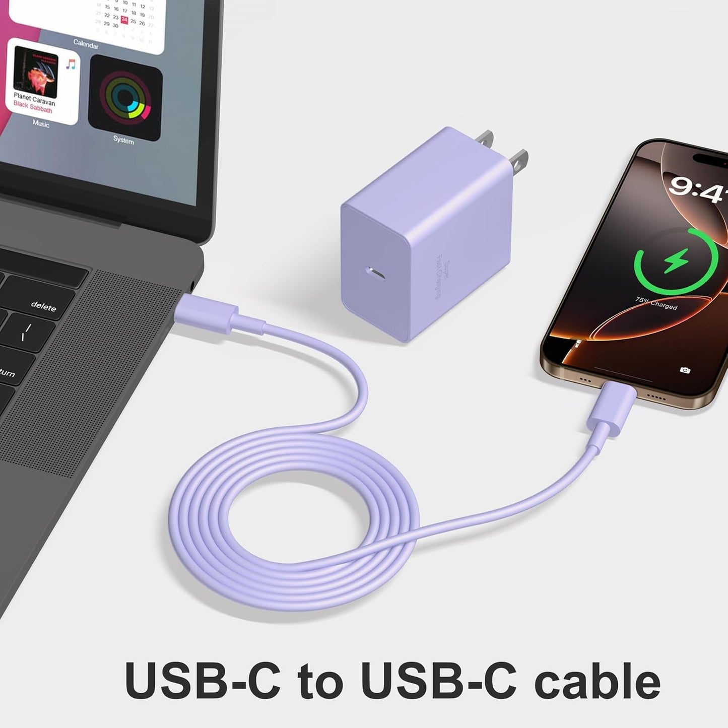 2 Pack 20W Colorful Fast Charger & 6FT USB C to C Cable for iPhone 16/15 Pro/Max/Plus, Pad Pro 12.9/11 inch