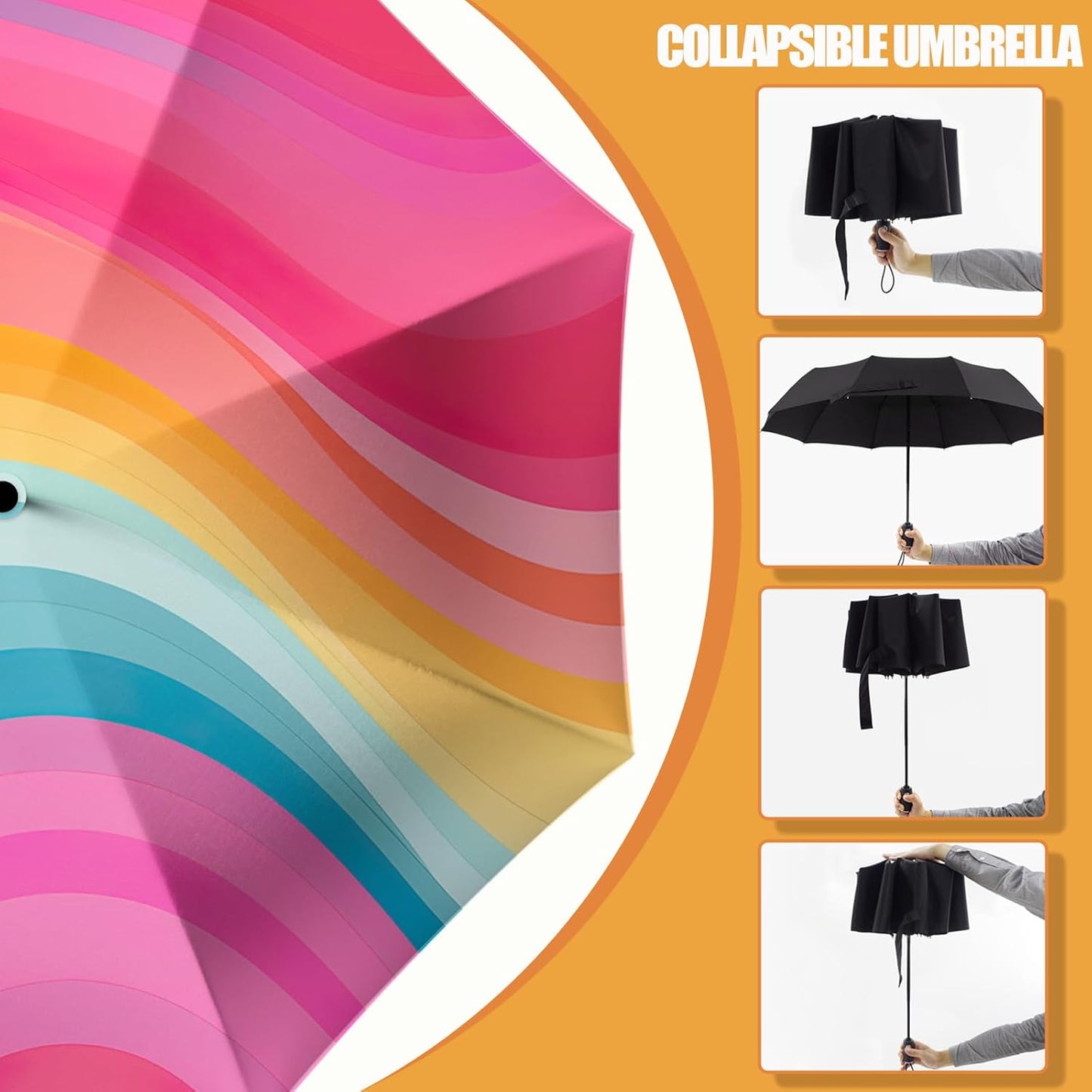 Small Compact Travel Automatic Folding Umbrella for Women, Portable Lightweight, Rain, Wind, UV Sun Shade