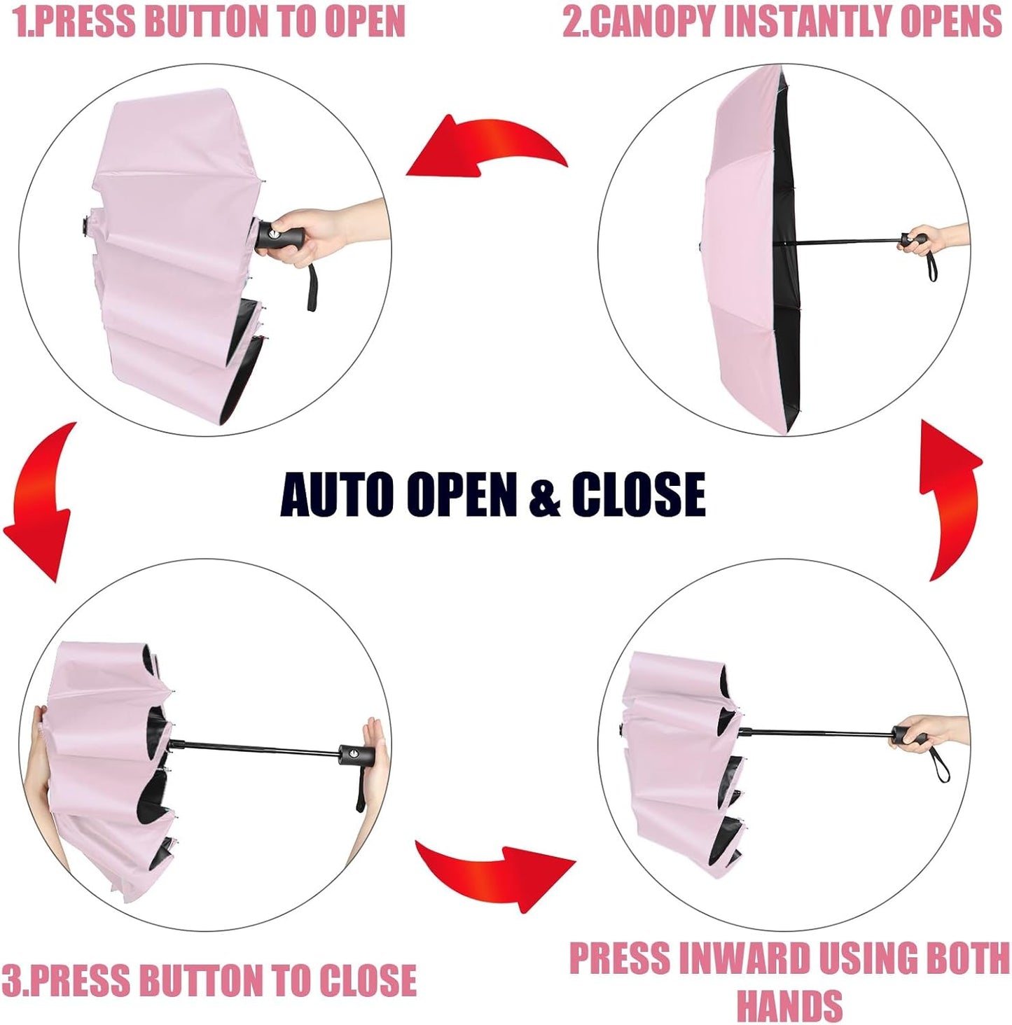 Kajaia 9 Pack Compact Umbrellas Bulk Folding Automatic Windproof Waterproof Umbrellas for Backpack Purse Car Women Men