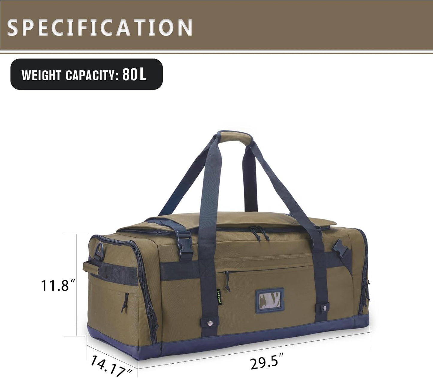 Large Duffle Bag for Travel - Men & Women, Foldable Gym Duffle Backpack, Heavy Duty Tactical Military Canvas Duffel Bags, Extra Big Carry On with Shoe Pockets, Waterproof (80L/103L)