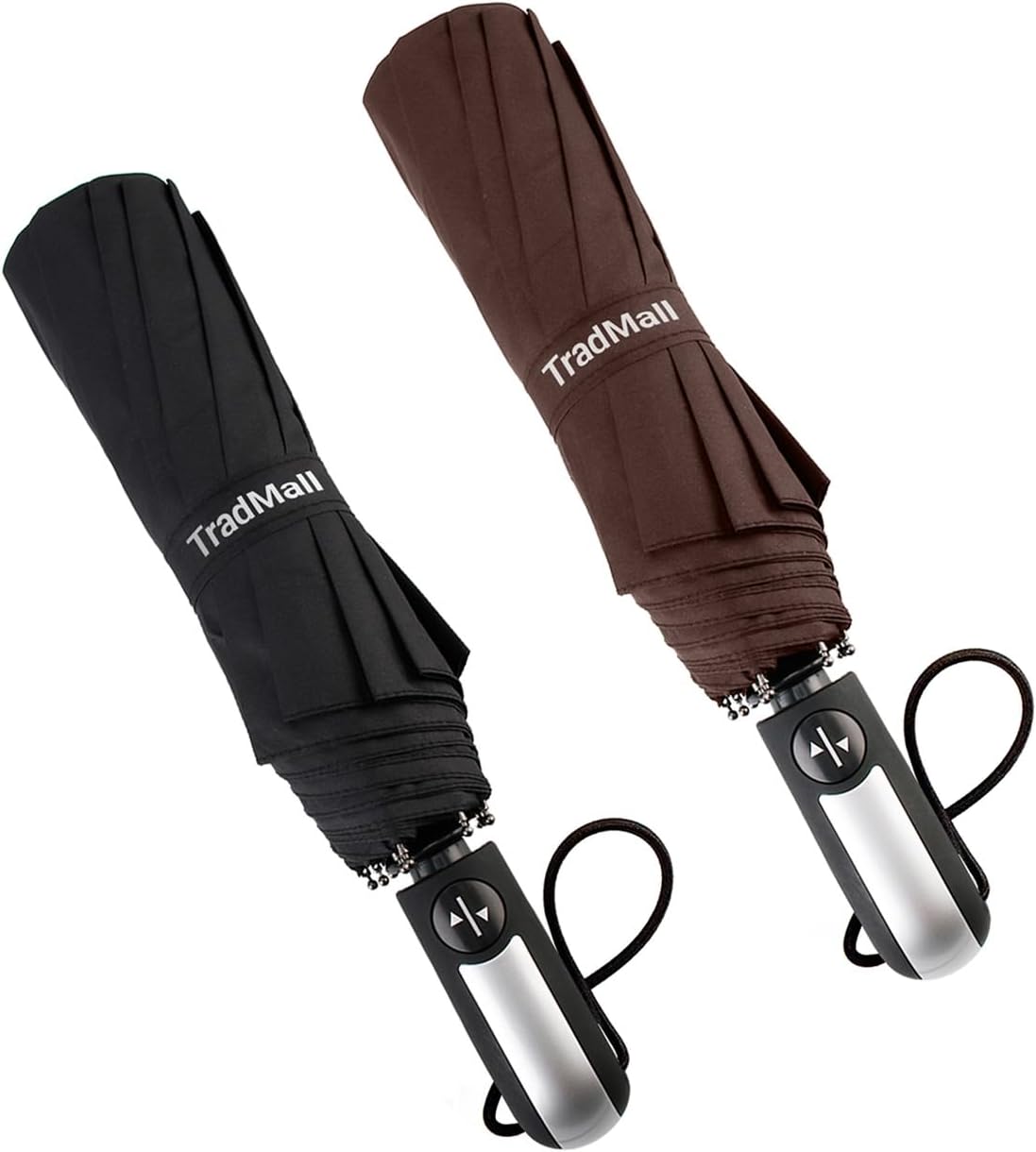 TradMall 2 Pack Travel Umbrella Windproof 46/56 Inches Large Canopy Reinforced Fiberglass Ribs Auto Open & Close