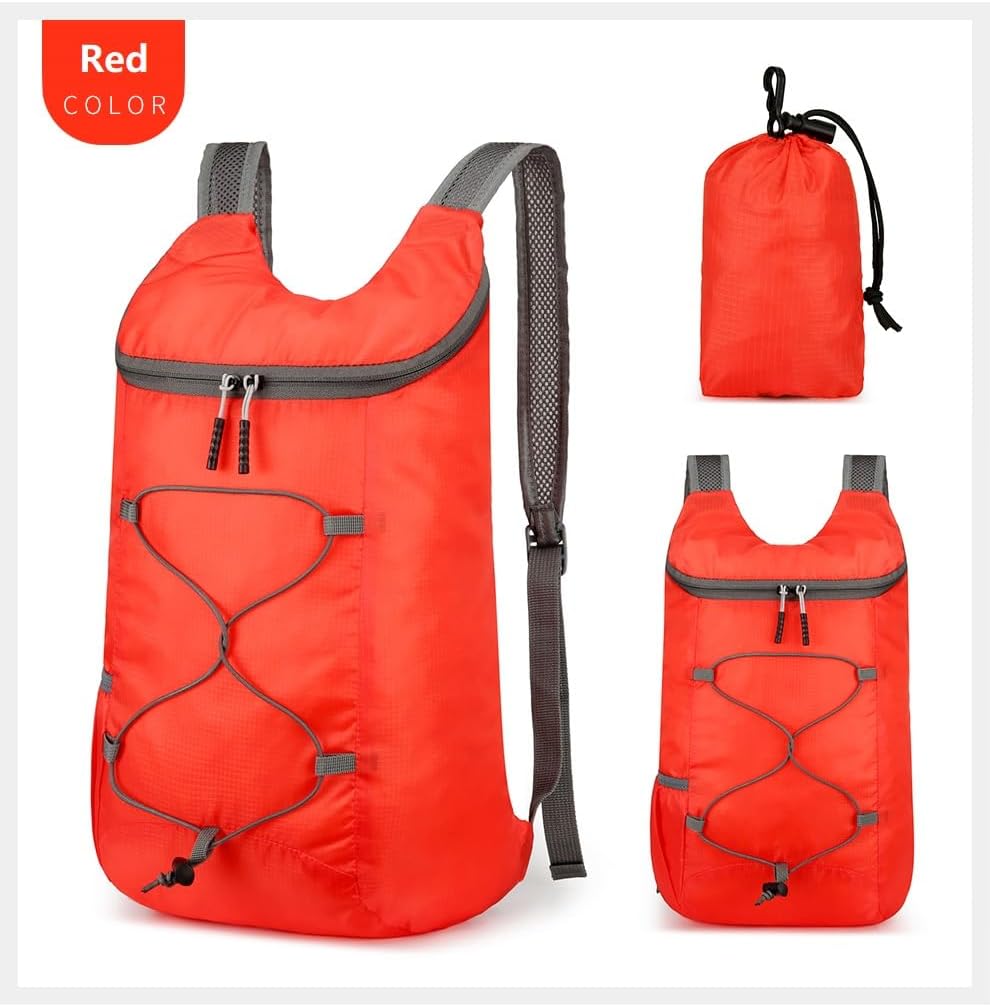 16L Lightweight Foldable Hiking-Backpack Small Packable-Daypack For Travel,Ultralight Water-Resistant Gym Bag Men Women Easy Carry-on (Red)
