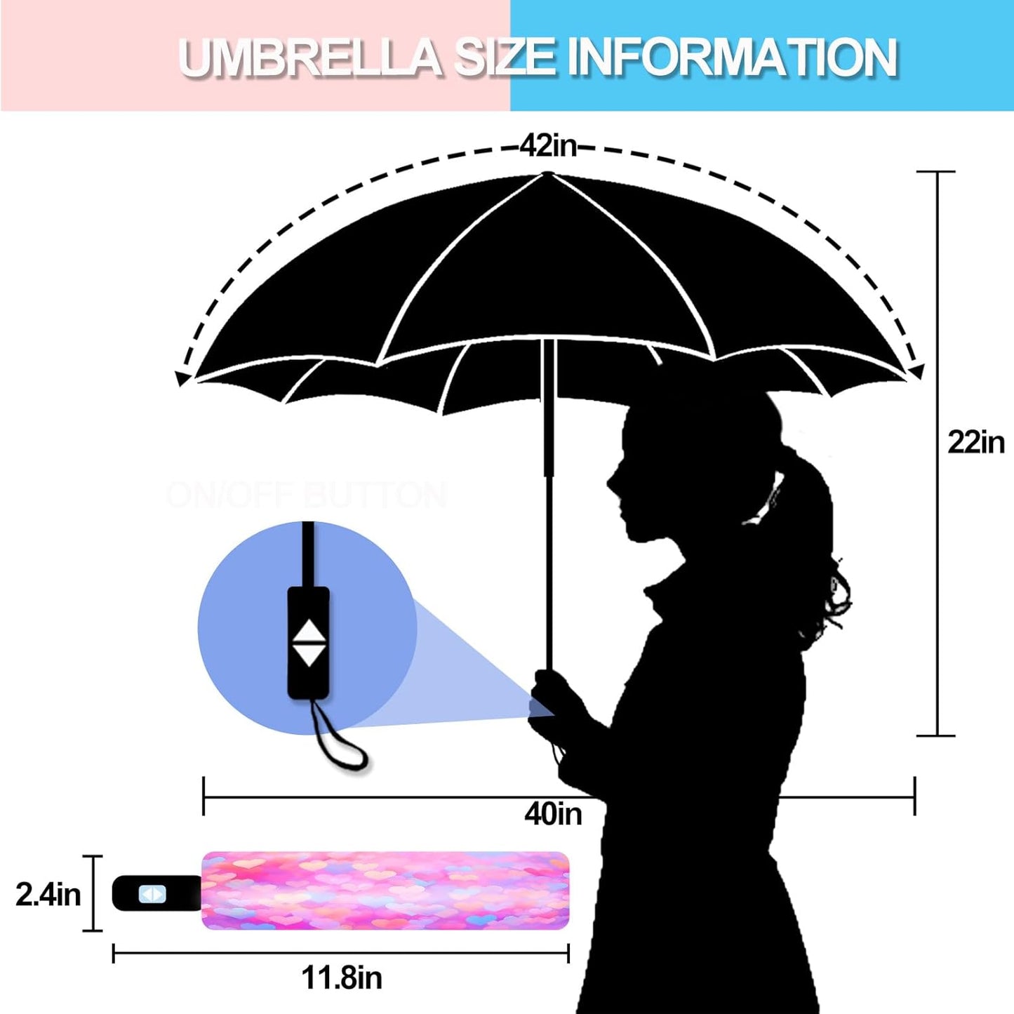 Small Travel Folding Umbrella for Girl, Portable, UV, SunShade, Compact, Automatic, Rain & Wind