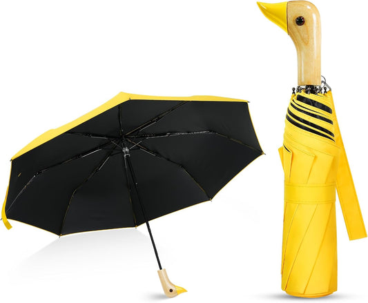 Cute Duck Handle Umbrella - Compact Travel Yellow Duck Head Umbrella for Adults and Girls