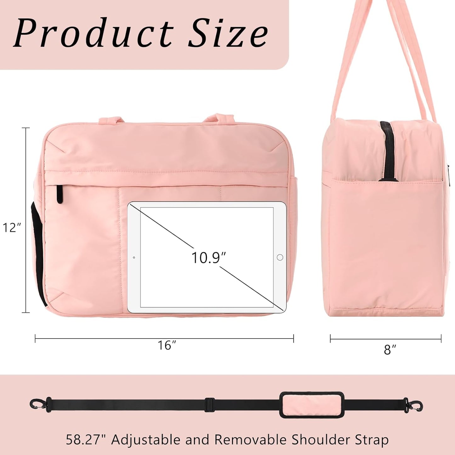 U+U Gym Bag for Women, Duffle Bag with Shoe Compartment Travel Carry on Weekender Bag, Personal Item Travel Bag for Overnight, Water Resistant