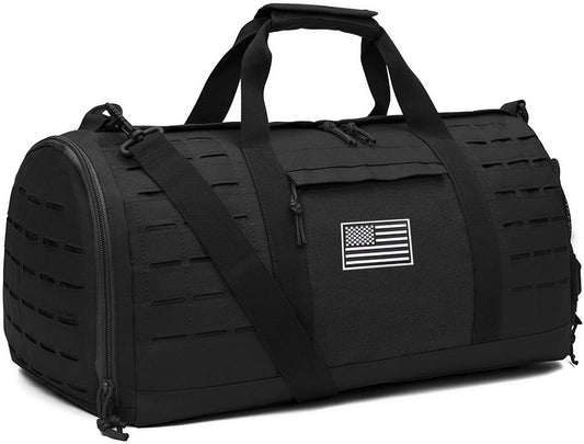 QT&QY 40L Military Tactical Duffle Bag For Men Sport Gym Fitness Tote Travel Training Workout With Shoe Compartment Basketball Football Weekender