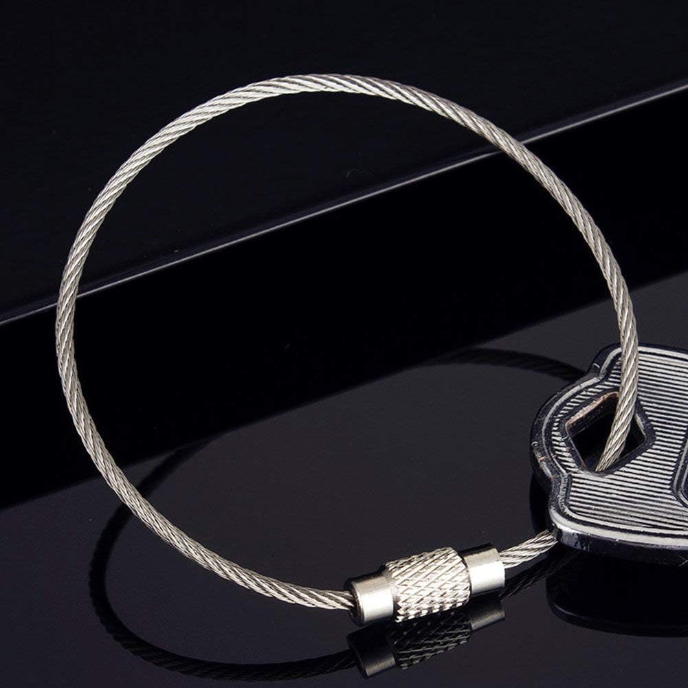 100pcs Stainless Steel Wire Keychains Aircraft Cable Cable Key Ring for Hanging ID Tags or Luggage Tags,6.3 inch 2mm