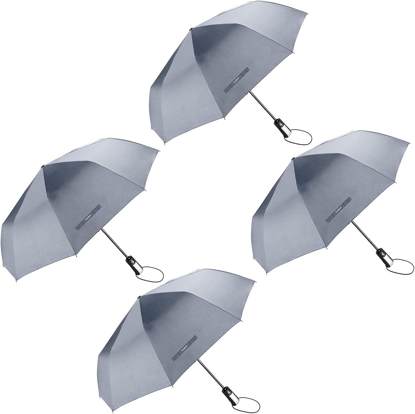 TradMall 4 Pack Travel Umbrella Windproof Portable 46 Inches Large Canopy Ergonomic Handle Auto Open & Close