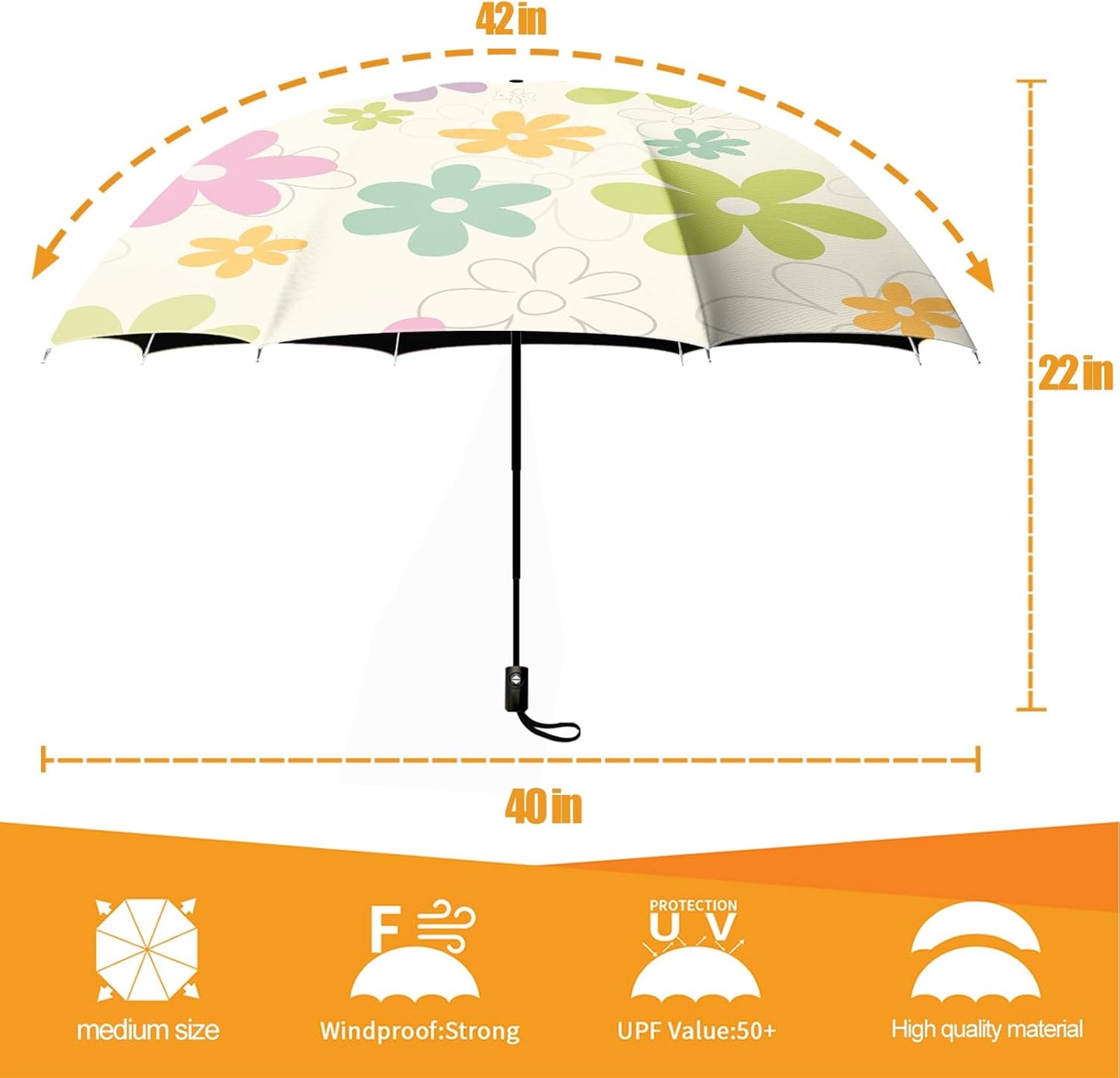 Small Compact Travel Automatic Folding Umbrella for Women, Portable Lightweight, Rain, Wind, UV Sun Shade