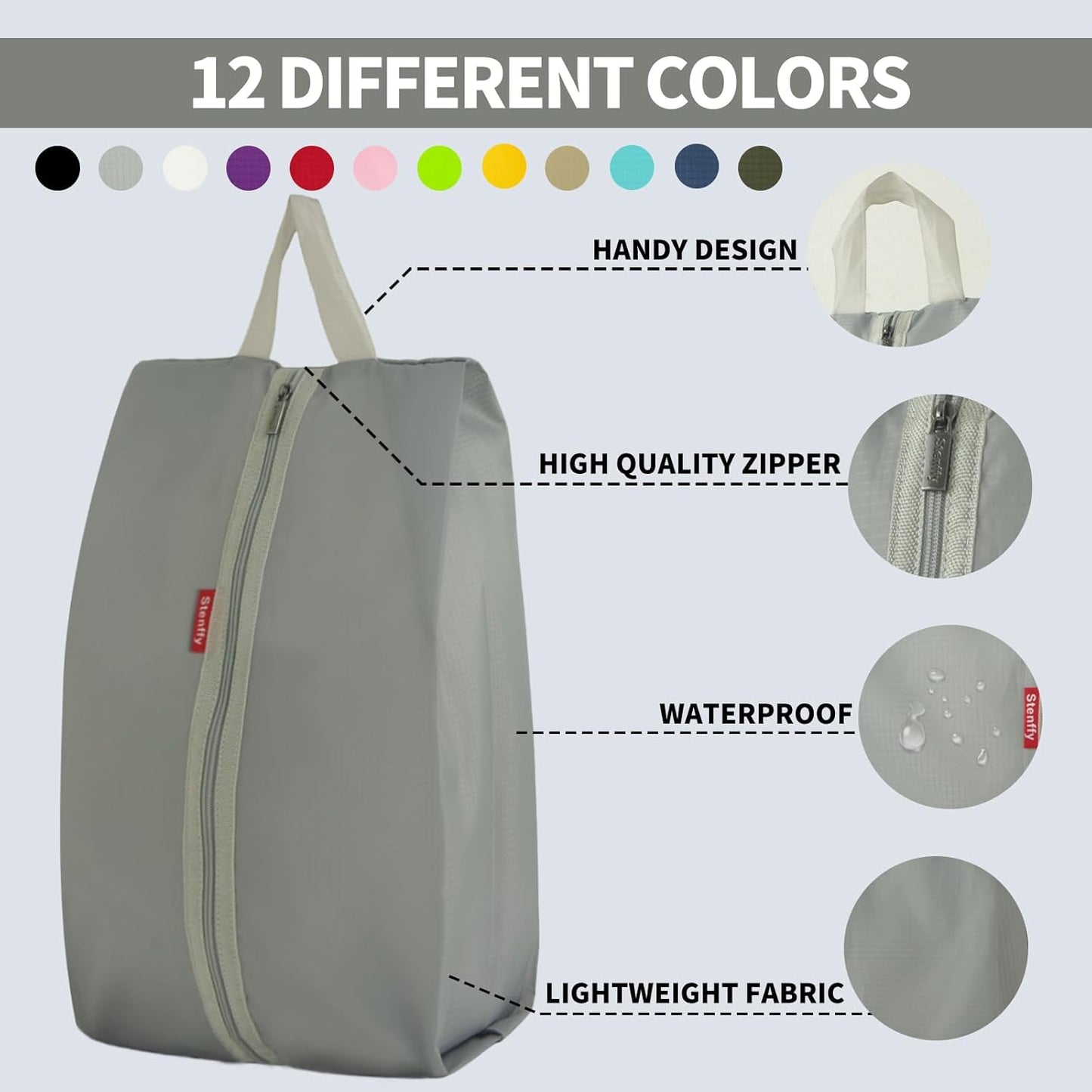 6pcs Portable Shoe Organizer, Travel Pouches with Zipper, Golf Shoe Bags, Clothes Bags, Soccer Cleats Bag Shoe Pouch for Gym, Waterproof, Odor-Resistant (Grey)