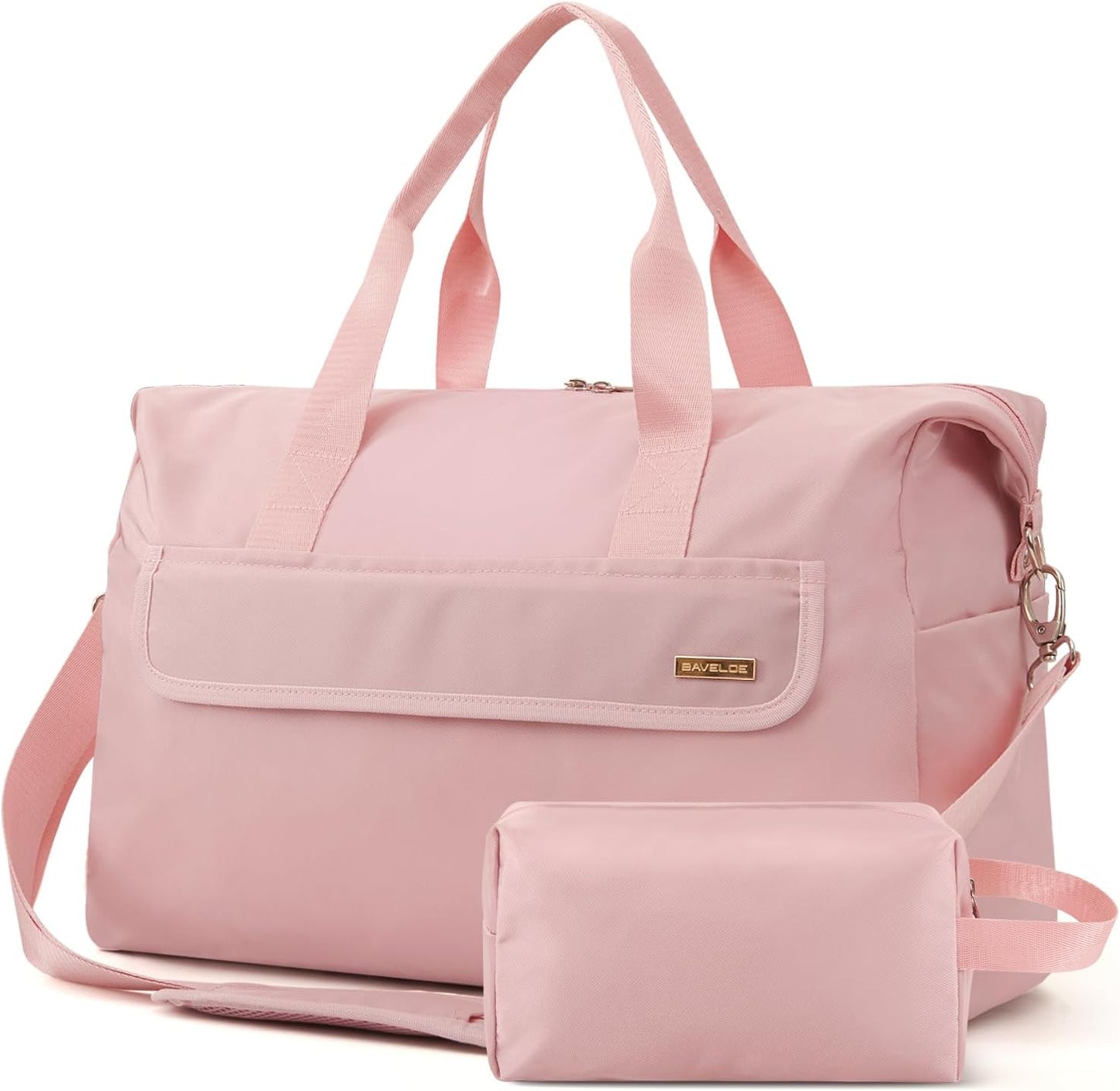 18x14x8 Personal Item Bag with Wet Pocket & Toiletry Bag, Travel Duffel Bag for Gym Underseat Weekender Carry On Luggage for Women Men (Pink)