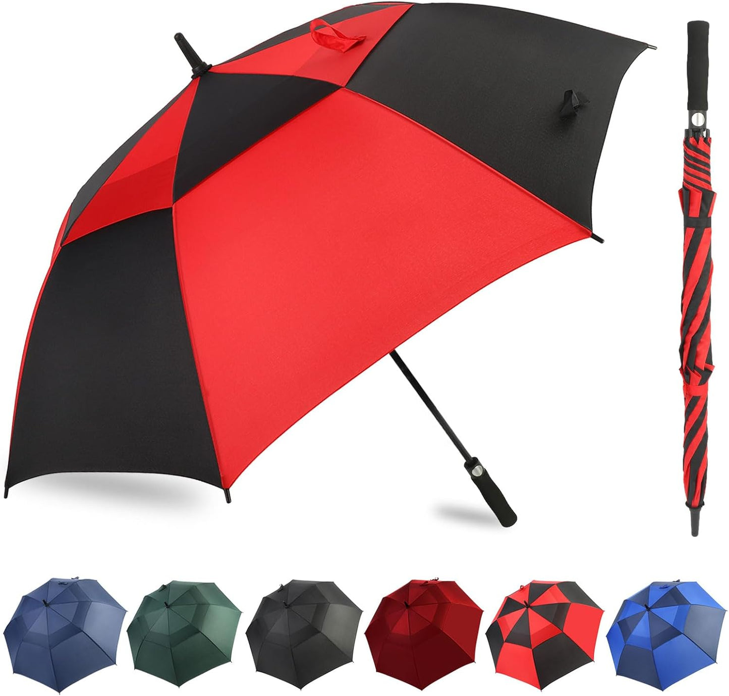 Automatic Open Golf Umbrella, 54/62/68/72 inch Extra Large Oversize Double Canopy Vented Stick Umbrellas, Windproof Waterproof Umbrella for Men And Women