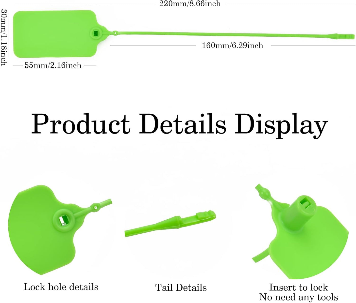 100pcs Luggage Tags Plastic Seals Shipping Label Logistics Use Sign Tie, Sealing Storage Multi Purpose Name ID Tag with Marker for Backpack, Schoolbag, Car Key (Green)