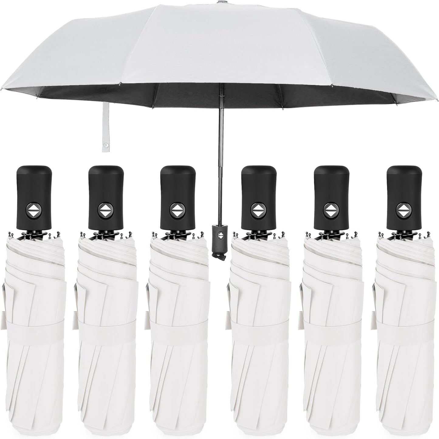 Jexine 6 Pcs Travel Compact Umbrella Automatic Open Close Windproof Small Light Backpack Purse Car Portable Collapsible Umbrella for Rain, Men Women