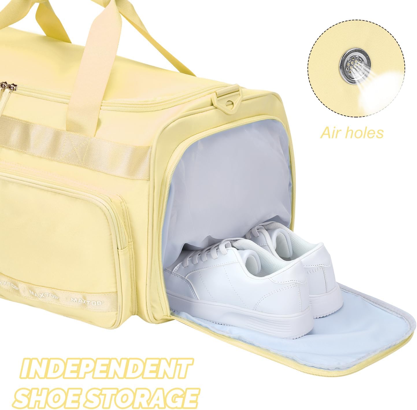 MAXTOP Gym Bag for Women Men Travel Duffle Bag Large Capacity Carry On Weekender Overnight Bag With Shoe Compartment Gym Tote Dry Wet Separation Duffel Bag for Travel