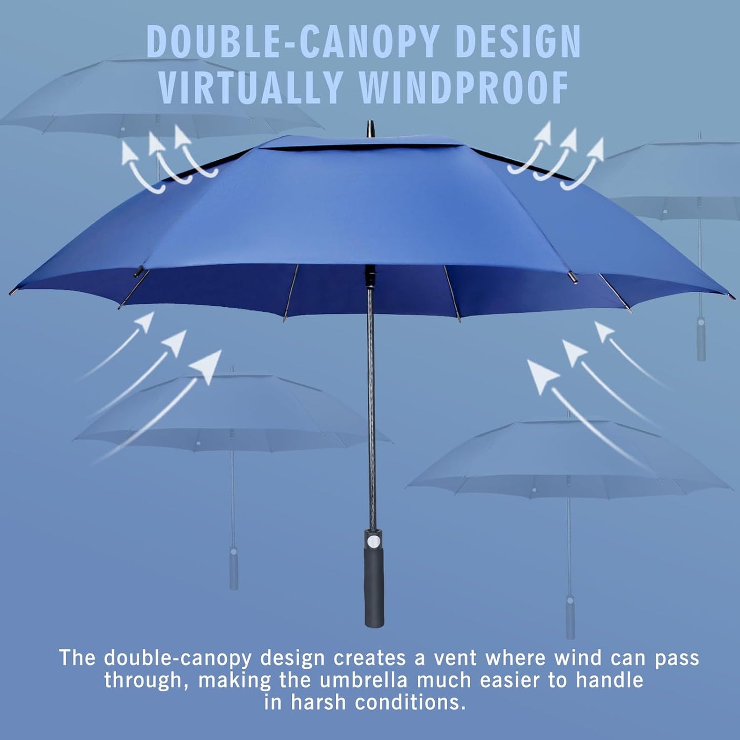 ZOMAKE Golf Umbrella Windproof, Extra Large Oversized Heavy Duty Double Canopy for Rain, Sports Games & Push Cart(51/54/62/68/72Inch)