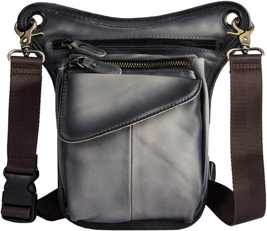 Leather Waist Pack Drop Leg Bag for Men Women Belt Bumbag Multi-Purpose Motorcycle Bike Outdoor Sports Tactical Cycling Riding Hiking Camping Pouch