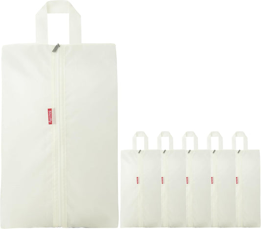 6pcs Portable Shoe Organizer, Travel Pouches with Zipper, Golf Shoe Bags, Clothes Bags, Soccer Cleats Bag Shoe Pouch for Gym, Waterproof, Odor-Resistant (White)