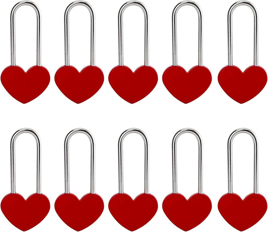 10PCS 3.5" 50mm Love Lock Heart Padlock,Red Single Heart Wish Lock for Lovers Wedding,Valentines,Anniversary,Travel(NO Key)