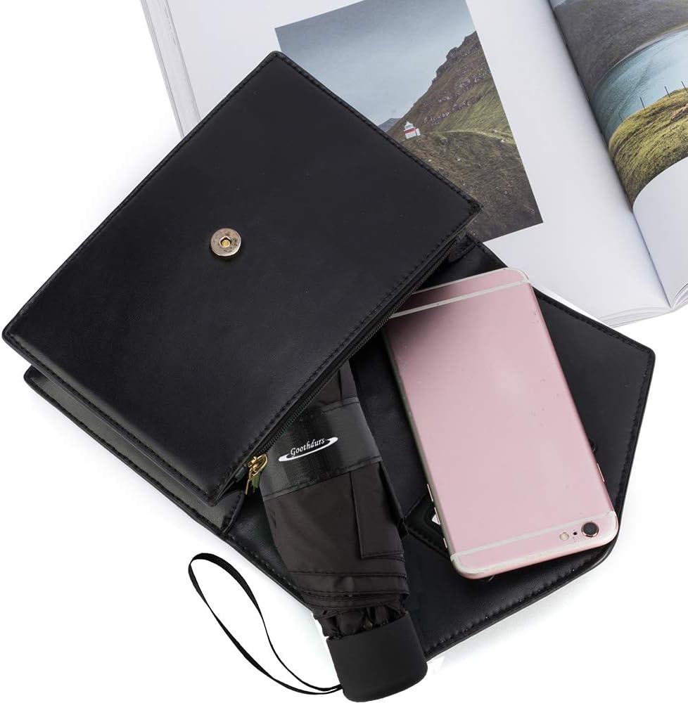 Goothdurs Mini Travel Compact Windproof Umbrella - Small Folding Lightweight Sun & Rain Umbrellas with 95% UV Protection for Women Men