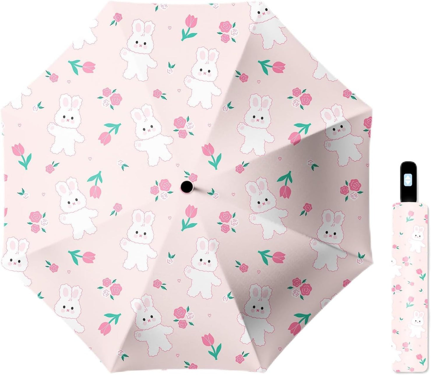 Small Travel Folding Umbrella for Girl, Portable, UV, SunShade, Compact, Automatic, Rain & Wind