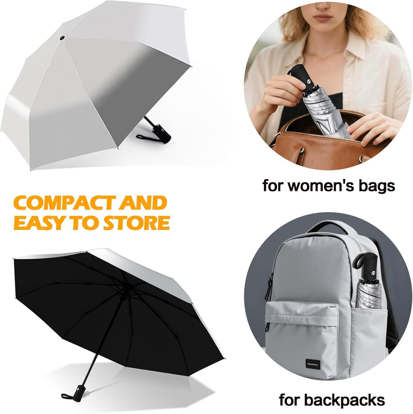 42/46/50inch Compact Umbrella Travel Size Umbrellas for Rain Waterproof And Wind Resistant Auto Open Close UPF 50+ UV Umbrella Sun Umbrellas UV Protection