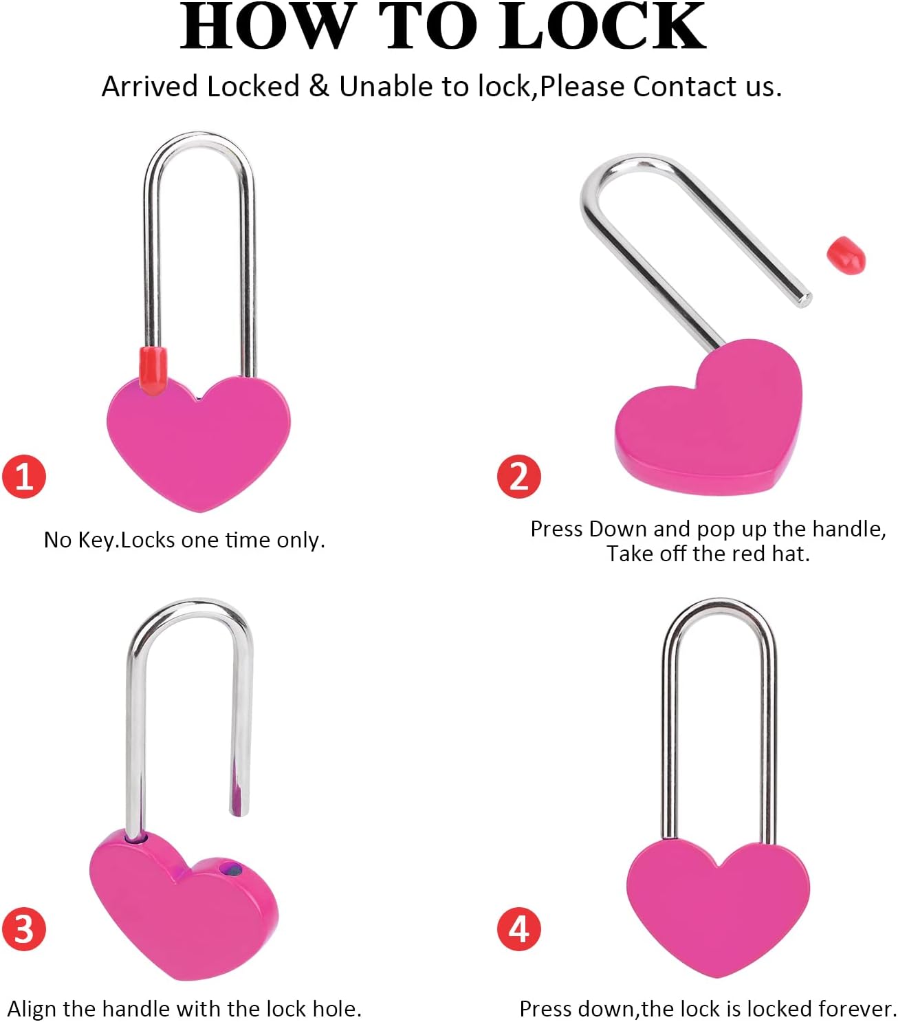 10PCS 3.5" 50mm Love Lock Heart Padlock,Rose Red Single Heart Wish Lock for Lovers Wedding,Valentines,Anniversary,Travel(NO Key)