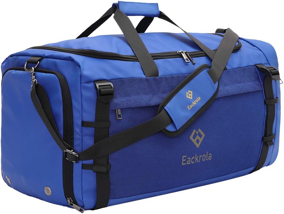 Eackrola Large Sports Gym Bag, Travel Duffel bag with Wet Pocket & Shoes Compartment for men women, 65L, Lightweight