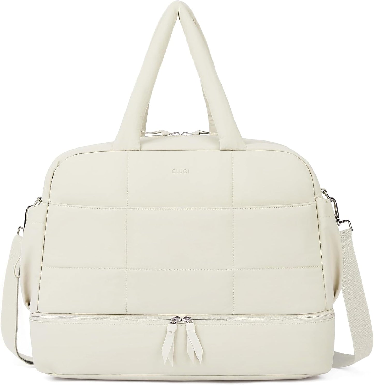 CLUCI Weekender Travel Bag for Women Puffer Tote Bag Carry On Duffle Overnight Bags with Shoe Compartment