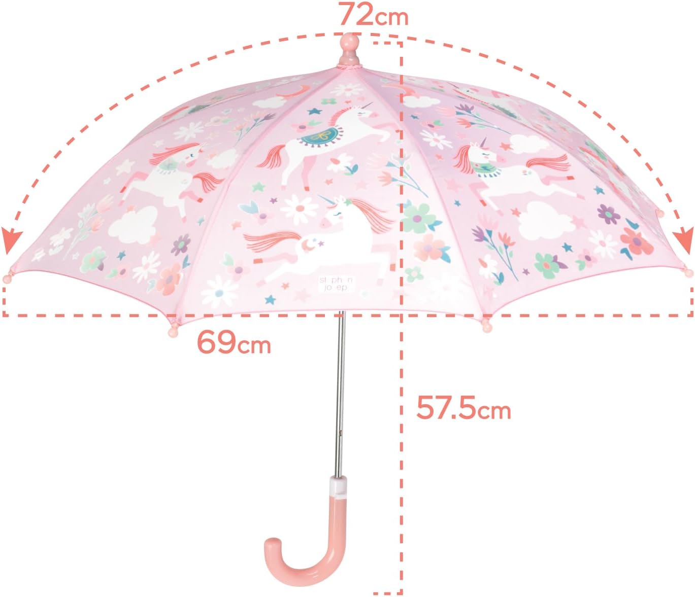 Stephen Joseph Kids' Color Changing Wet Dry Umbrella, Water reacting, Pinch Free Umbrellas for Rain Children's Umbrella, BUTTERFLY, 23"X29