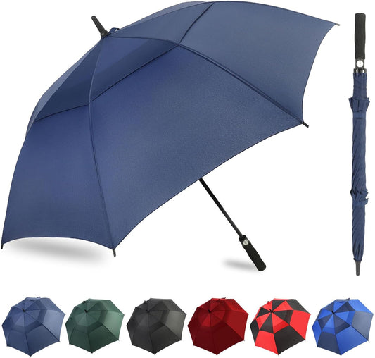 Automatic Open Golf Umbrella, 54/62/68/72 inch Extra Large Oversize Double Canopy Vented Stick Umbrellas, Windproof Waterproof Umbrella for Men And Women