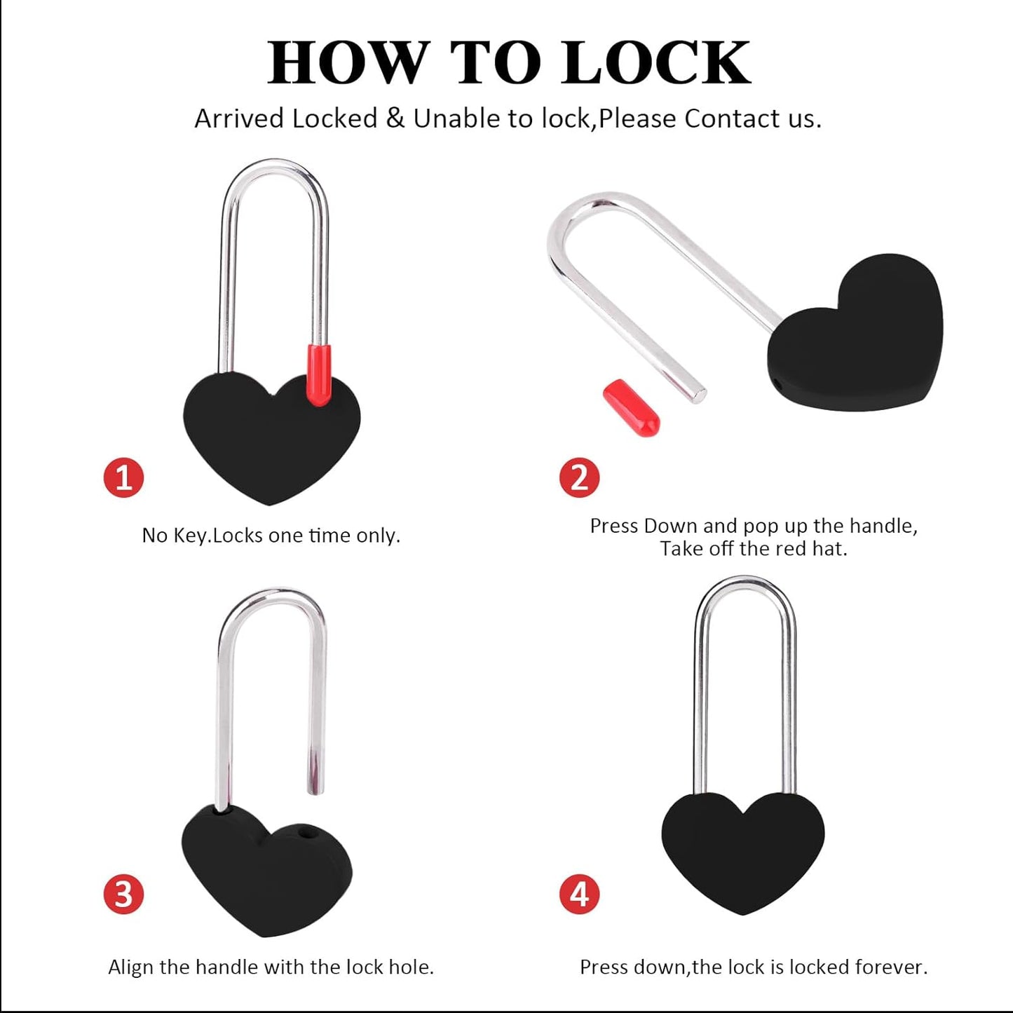 10PC 3.5" 50mm Love Lock Heart Padlock,Black Single Heart Wish Lock for Lovers Wedding,Valentines,Anniversary,Travel, Valentines Day, Bridge(NO Key)