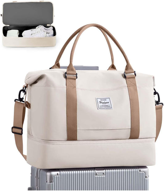 Travel Duffel Bag, Sports Tote Gym Bag, Shoulder Weekender Overnight Bag for Women