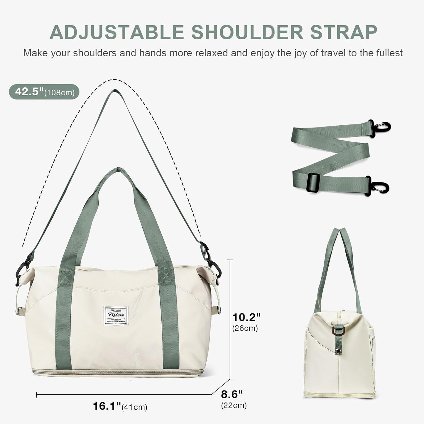 Travel Duffel Bag, Sports Tote Gym Bag, Shoulder Weekender Overnight Bag for Women