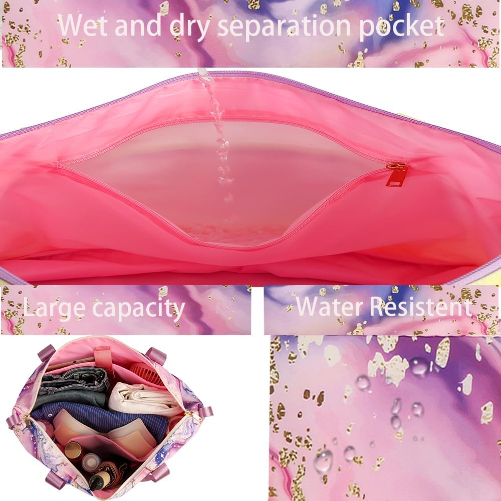 Large Travel Duffel Bag With Wheels Waterproof Lightweight, Sports Tote Gym Bag, Carry on Luggage with Dry&Wet Separation for Gym, Vacation