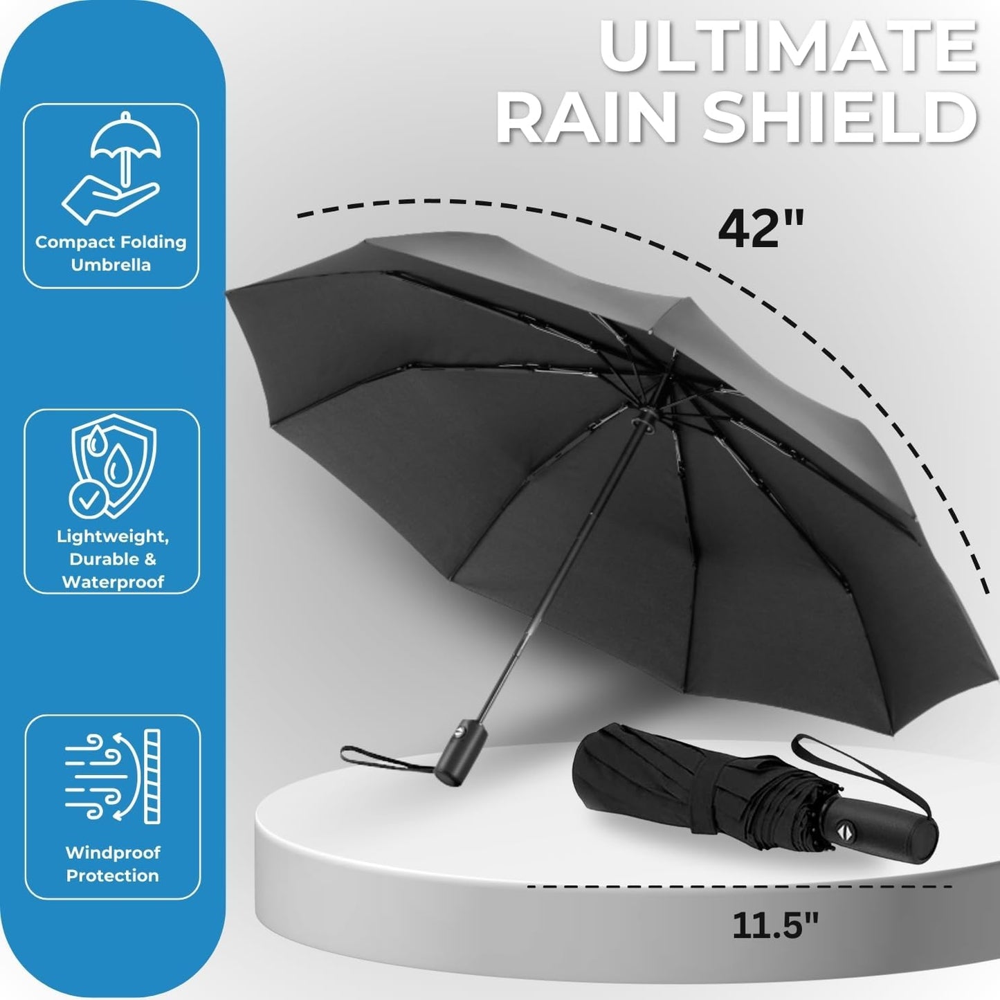 Liberty Imports 3 Pack Windproof Travel Rain Umbrellas - Compact, Light, Automatic, Strong and Portable - for Men and Women