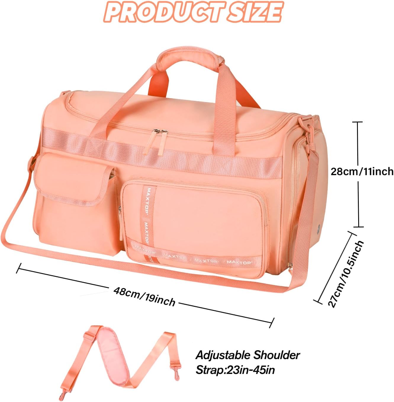 MAXTOP Gym Bag for Women Men Travel Duffle Bag Large Capacity Carry On Weekender Overnight Bag With Shoe Compartment Gym Tote Dry Wet Separation Duffel Bag for Travel