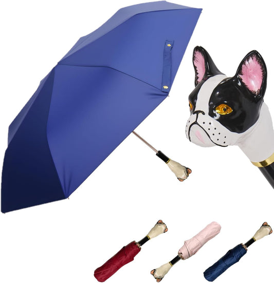 Handpainted Artisan Foldable Umbrella – Animal Lovers – Traditional Enamel Figurine – Fashion Umbrella – Unique Gift Idea – Compact & Windproof – Advanced UV Protection