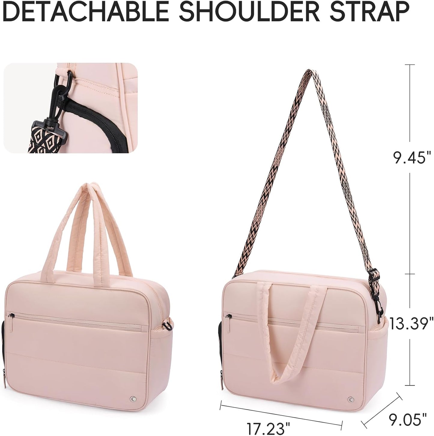 CLUCI Weekender Travel Bag for Women Puffer Tote Bag Carry On Duffle Overnight Bags with Shoe Compartment