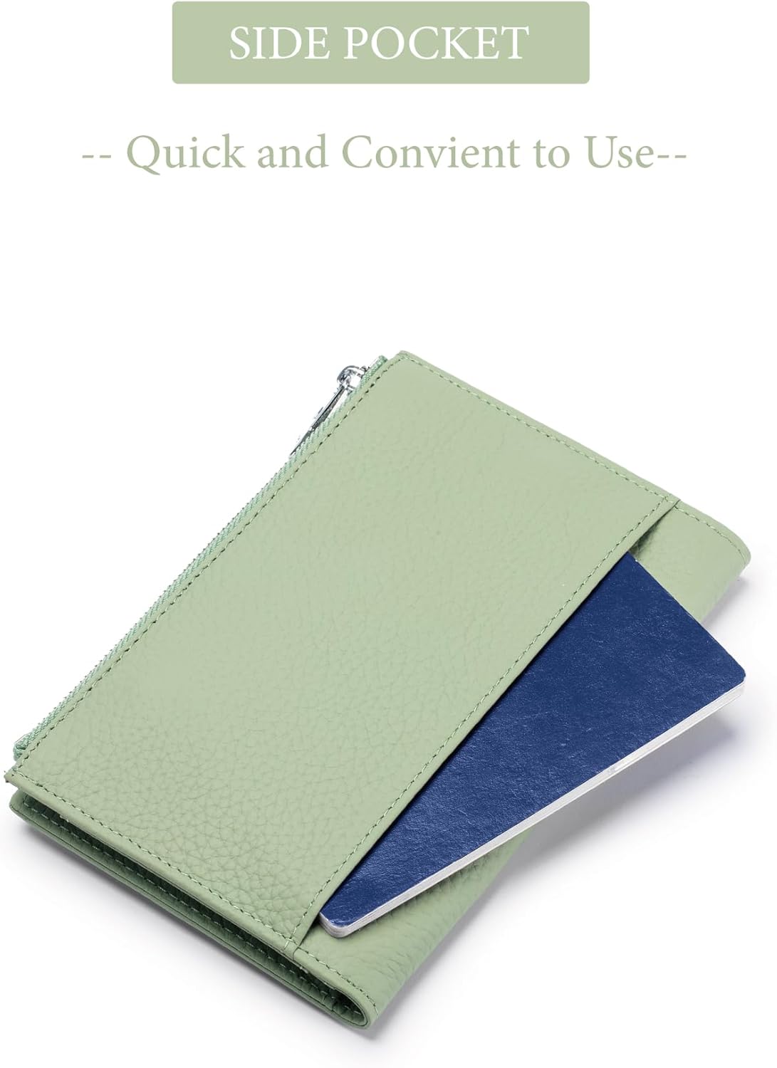 Leather Passport Holder for Women, Slim RFID Blocking Travel Wallet, Compact Passport Wallet with Zippered Coins Pocket and SIM Slots, Ladies Passport Cover Case