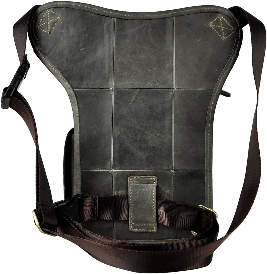 Leather Waist Pack Drop Leg Bag for Men Women Belt Bumbag Multi-Purpose Motorcycle Bike Outdoor Sports Tactical Cycling Riding Hiking Camping Pouch