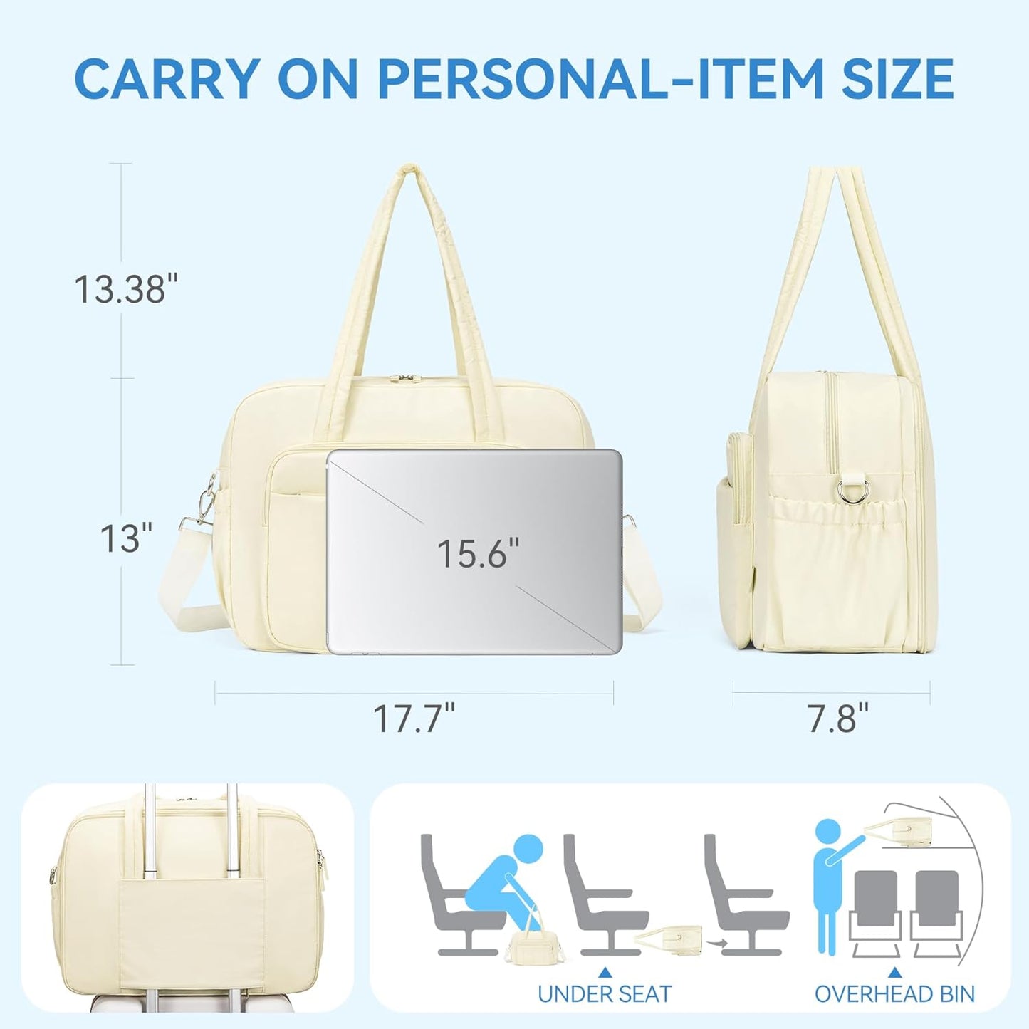 CLUCI Weekender Travel Bag for Women Puffer Tote Bag Carry On Duffle Overnight Bags with Shoe Compartment