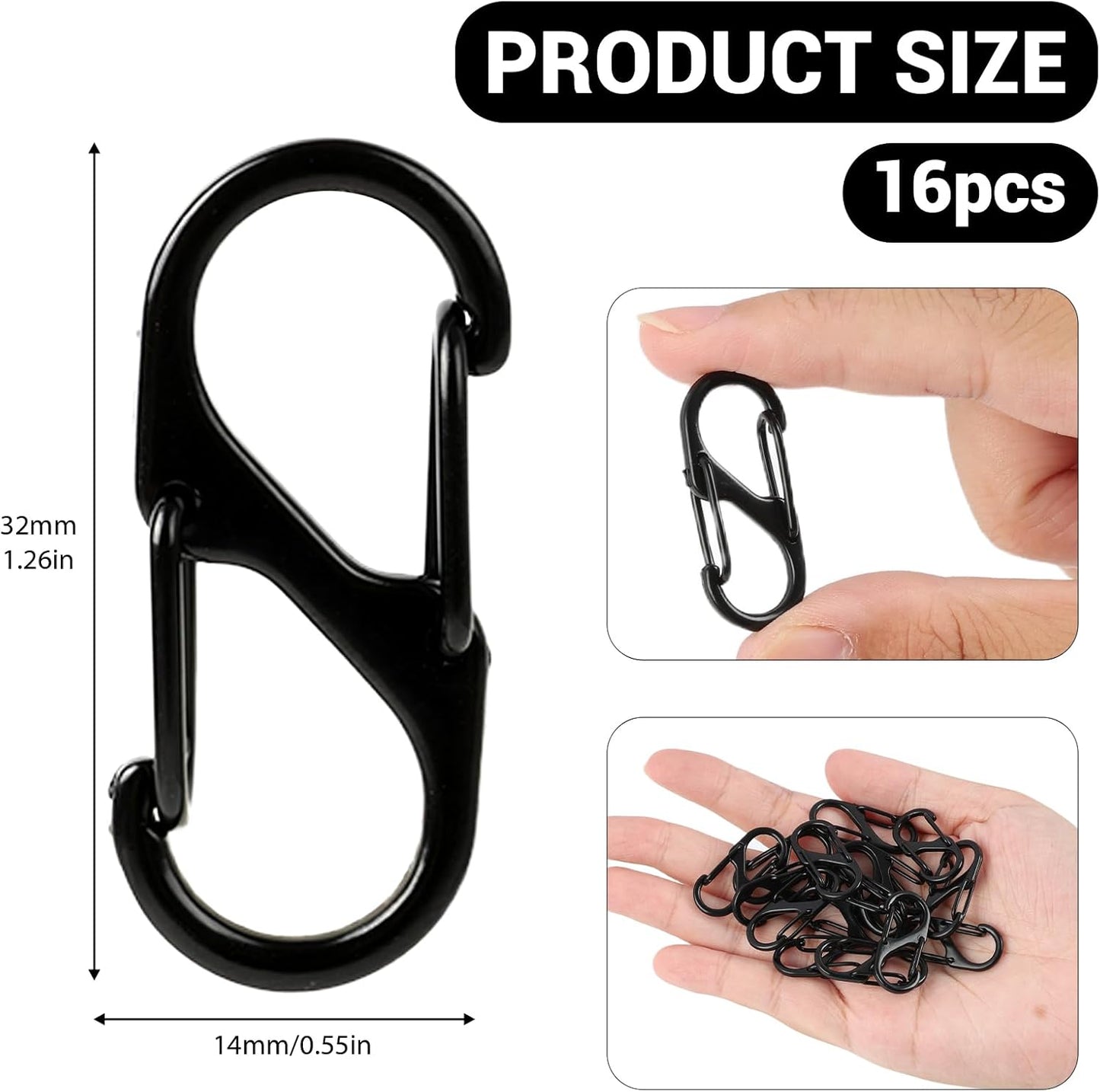18 Anti-Theft Zipper Locks - Small S-Shaped Buckle, Suitable for Luggage and Backpack, Double-Opening Zipper Carabiner, Suitable for Travel and Camping.