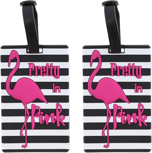 "Pretty in Pink" Luggage Tag Suitcase ID Holder - Set of 2