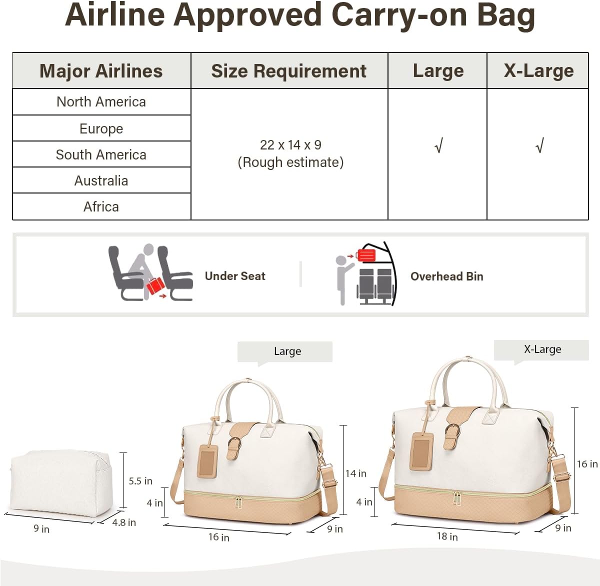 Leather Weekender Bags for Women, Travel Duffel Bag PU Overnight Bag Carry On Tote Bag with Shoe Compartment Wet Pocket